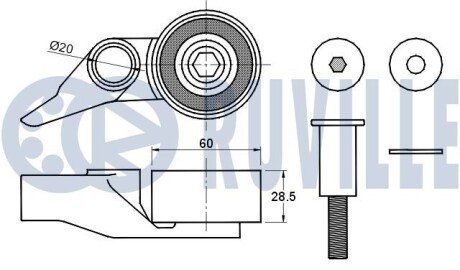 MITSUBISHI Ролик натяжителя Pajero Sport 2.5TD, L200 2.5DI-D 05- ruville 541825