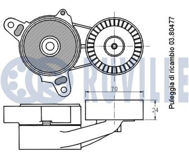 MITSUBISHI Ролик с натяж. OUTLANDER 2.0 -12, LANCER 2.0 08-, CHRYSLER, DODGE, JEEP ruville 541823