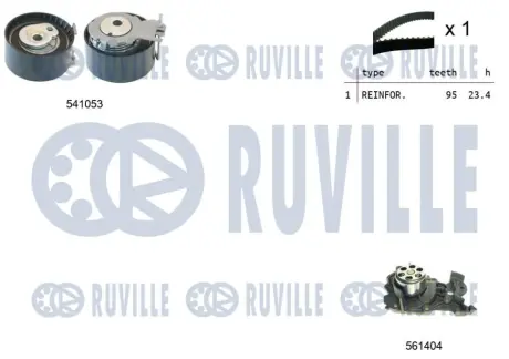 RUVILLE NISSAN К-кт ГРМ (помпа с прокл. + ролик + ремень) KUBISTAR 1.2 ruville 5501191
