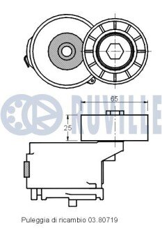 OPEL Натяжной ролик Astra H, Vectra C 1,9 CDTi 04- FIAT Doblo 1,6-2,0D ruville 541443