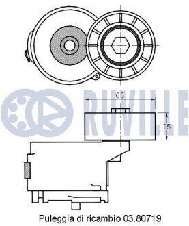 OPEL Натяжной ролик Astra H, Vectra C 1,9CDTi 04- FIAT Doblo 1,6-2,0D ruville 541780