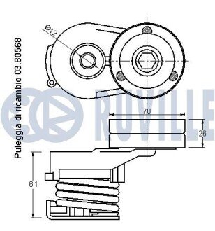 OPEL Ролик натяжной Astra H 1.7CDTI 04-, Combo 1.7CDTI 04-. ruville 542000