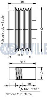 Шкив генератора ruville 541908