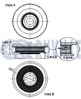 OPEL Шкив коленчатого вала ASTRA,VECTRA 2.0/2.2 D ruville 520089