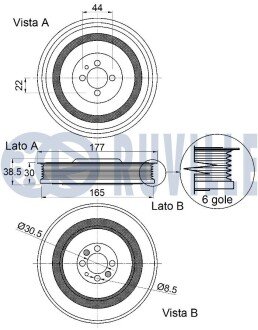 OPEL Шків колінвала ASTRA J GTC 2.0 12-, INSIGNIA A 2.0 CDTI ruville 520387