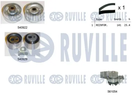 RUVILLE Р-кт ГРМ Ремень+2 ролика с водяным насосом Citroen,Peugeot 2.0HDI ruville 5501341