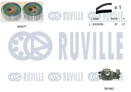 RUVILLE RENAULT К-т ГРМ (помпа+ремень+ролик) Kangoo 1.2 Ruville 5500101