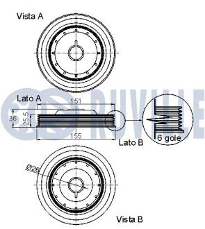 RENAULT Шкив к/вала CLIO,MEGANE 1.5DCI ruville 520202