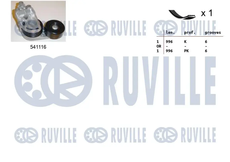 RUVILLE SKODA К-т ГРМ (ремінь + ролик) FABIA I 1.4 TDI 05- ruville 570068