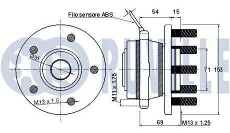 Ступица перед. правая CHEROKEE 2.4-3.7 01- ruville 221231