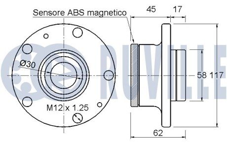 Ступица задн. FIAT Doblo 10- (117мм) ruville 221557