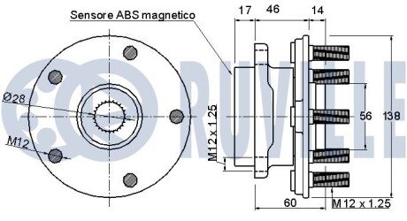 SUBARU Подшипник ступицы с датчиком ABS IMPREZA 01- ruville 221356