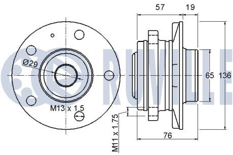 VOLVO Ступица колеса без ABS S60, S80 ruville 220804