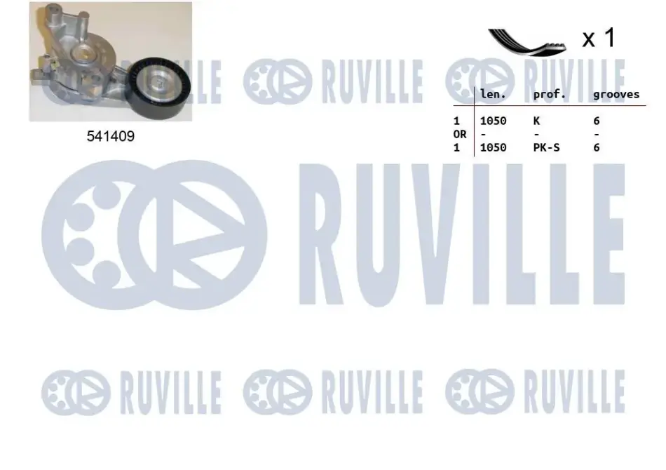 RUVILLE VW К-кт ГРМ (натяжний пристрій + ремінь) CADDY III 1.9 04-10, TOURAN 1.9/2.0 03-, A3 (8P1) 2.0 TDI 03- ruville 570089