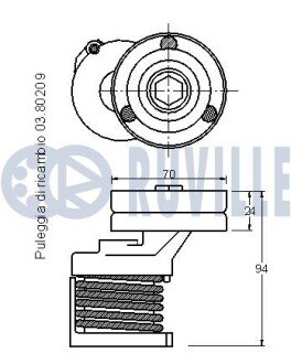 VW Натяжной ролик ременного привода Audi А4,А6 1.9-2.0TDI, Skoda Fabia 99- ruville 541706