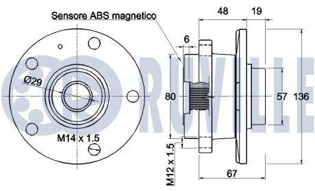 VW Подшипник ступицы (к-кт) Сaddy |||, AUDI A3, SKODA Octavia 04- ruville 221255