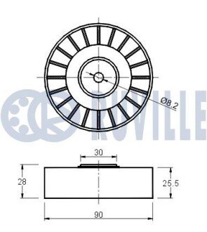 VW Ролик натяжит.П-клинового ремня 2,4D/2,5TDI ruville 540274