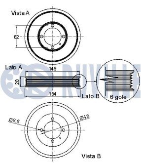 Шків колінвала Opel Astra/Corsa 1.7TD 03- ruville 520193