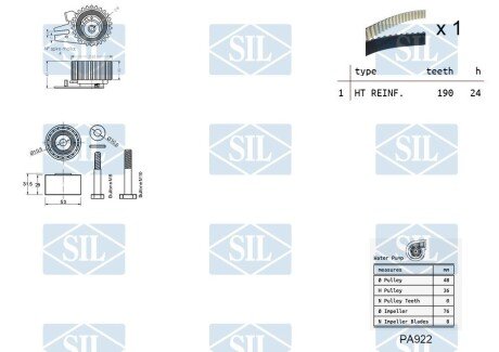 К-кт ГРМ + помпа Opel Astra H 1.9 CDTi 8V (Z 19 DTL Z 19 DT) 05- saleri sil K2PA922