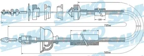 Тросик сцепления samko C0323C