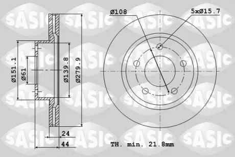 Диск тормозной Sasic 6104036