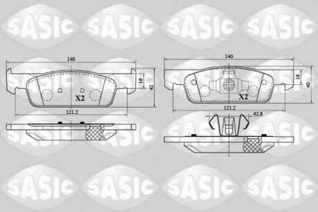 Передні тормозні (гальмівні) колодки sasic 6214029 на Рено Логан 2