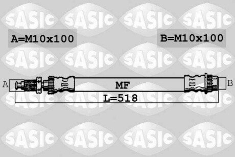 Шланг тормозной передний sasic 6600009 на Фиат Скудо