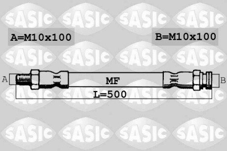 Шланг тормозной передний sasic 6600017