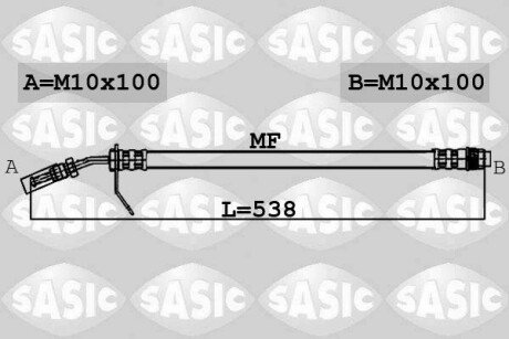 Шланг гальмівний передній sasic 6604009