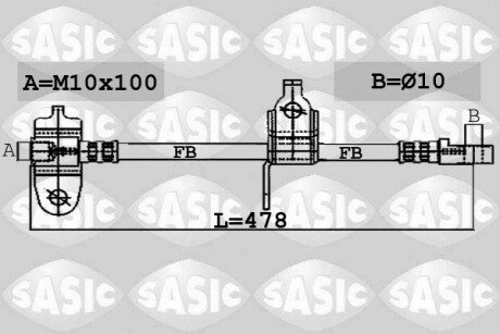 Шланг гальмівний передній sasic 6606032 на Форд Транзит 5