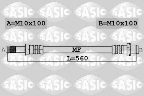 Шланг гальмівний передній sasic 6606241