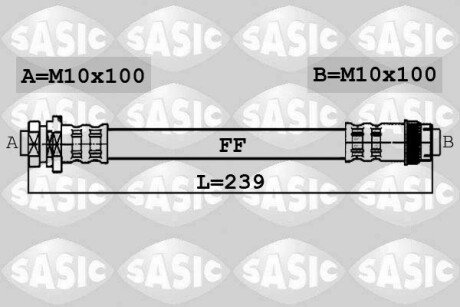 Шланг тормозной задний sasic 6600033