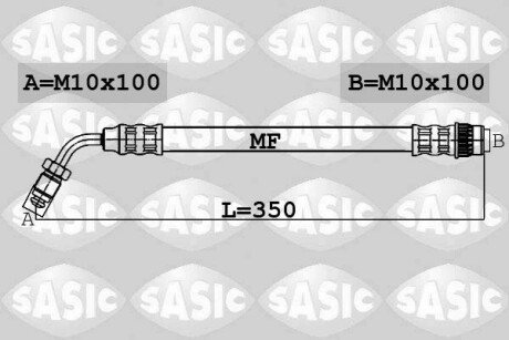 Шланг тормозной задний sasic 6604019 на Опель Мовано