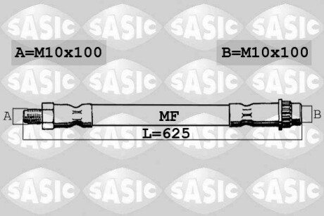 Шланг тормозной задний sasic 6604023