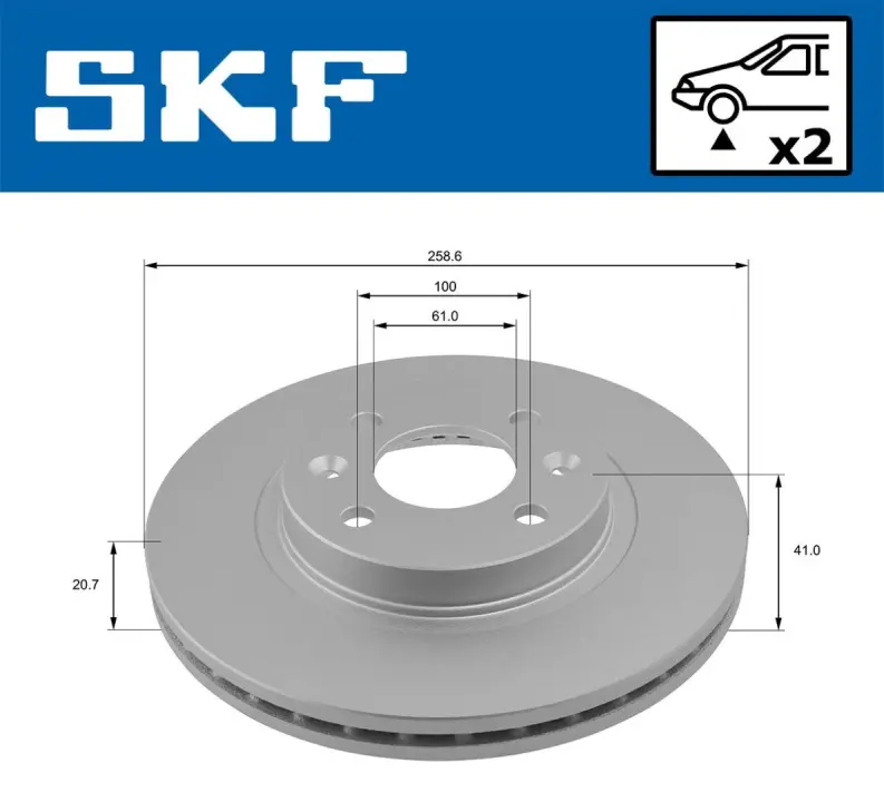 RENAULT диск гальмівний передній(258) Clio,Kangoo,Megane I,R19 1.7,1.8I 16V 91-5 SKF VKBD80011V2