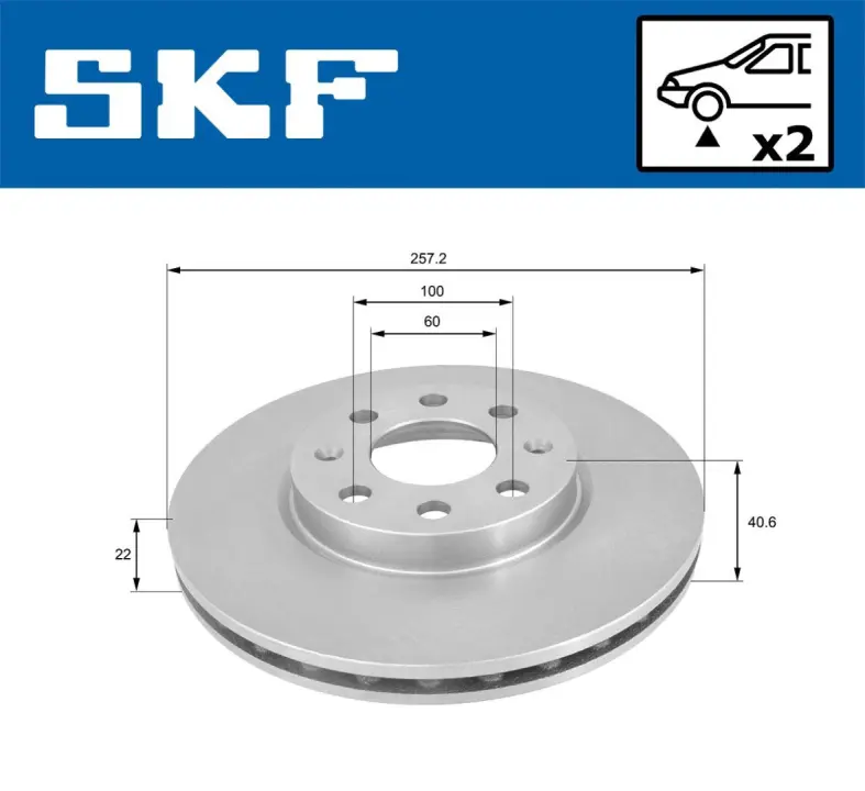 OPEL гальмівний диск передній Corsa D 06-, FIAT GRANDE PUNTO 05- SKF VKBD80038V2