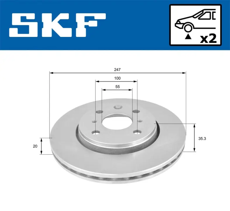 CITROEN диск гальмівний передн.C1,Peugeot 107/108,Toyota Aygo 05- SKF VKBD80043V2