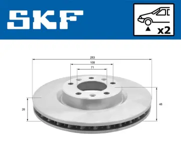 PEUGEOT гальмівний диск передній 308 II 1.2 1.6 2013- SKF VKBD80049V2 Пежо Партнер