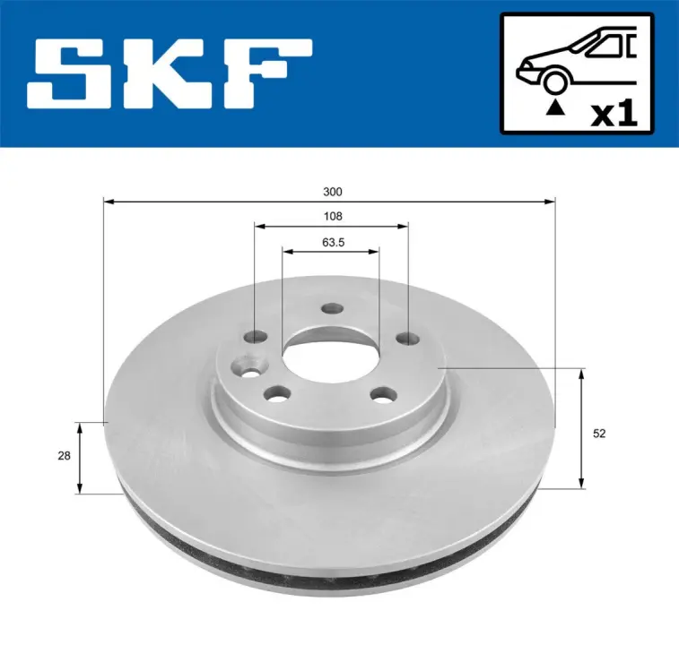 FORD гальмівний диск передн.Monder 07- S-Max 06- Kuga 08- Galaxy 06- SKF VKBD80056V1