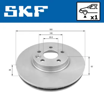 FORD гальмівний диск передн.Monder 07- S-Max 06- Kuga 08- Galaxy 06- SKF VKBD80056V1 Рендж (ленд) ровер Дискавери спорт