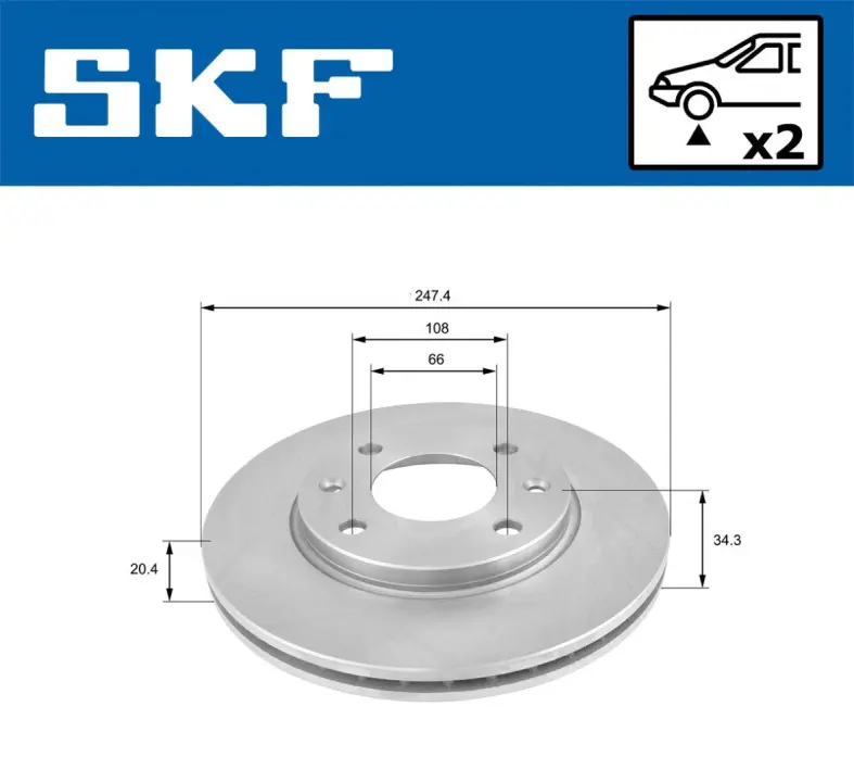 PEUGEOT диск гальмівний передній 206 98- SKF VKBD 80092 V2 (фото 1)