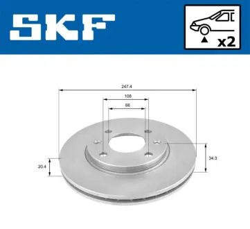 PEUGEOT диск гальмівний передній 206 98- SKF VKBD 80092 V2