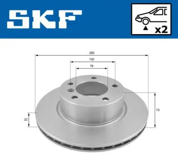 BMW Диск гальмівний передній E81/E87/E88/E90 05- SKF VKBD80099V2 Бмв 1 серии