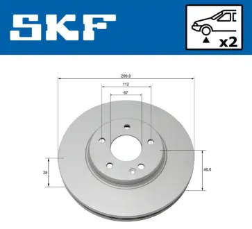 DB диск гальмівний перед. (вентил.) W203/210 SKF VKBD80104V2
