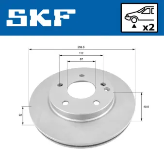 DB гальмівний диск передн. W168 SKF VKBD80119V2