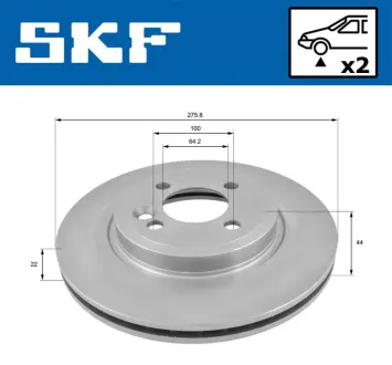 Вентильований гальмівний диск SKF VKBD80130V2 MINI MINI