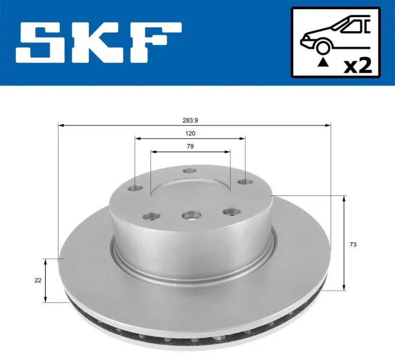 BMW диск гальмівний передній. 1 E87, F20/21, 2 F22 10- SKF VKBD80133V2 (фото 1)