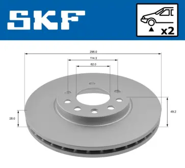OPEL диск гальмівний передн.вент. Astra G/H,Meriva SKF VKBD80168V2 Опель Мерива а