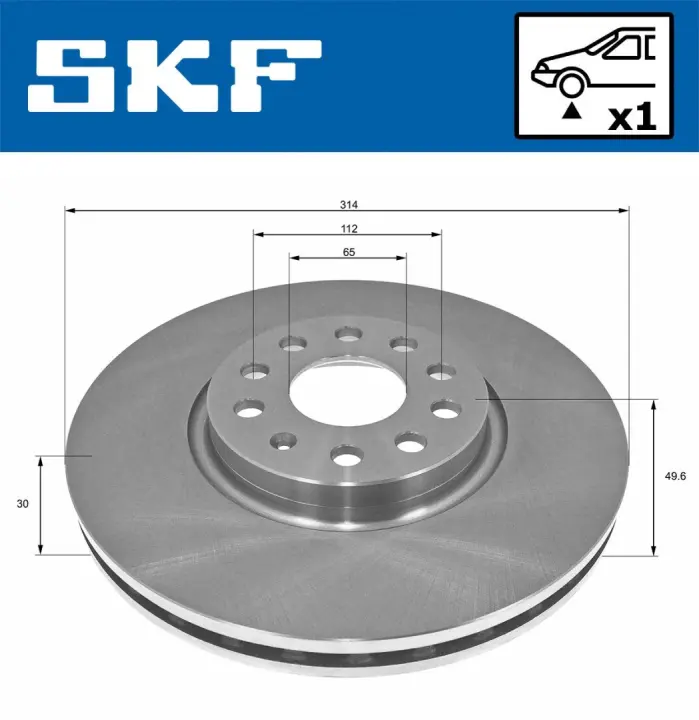 VW диск гальм. передн. SHARAN 10- SKF VKBD80171V1