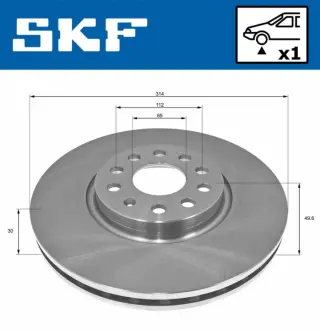VW диск гальм. передн. SHARAN 10- SKF VKBD80171V1